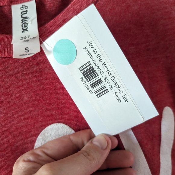 🎉 4 for $25 🎉 Joy to the World Round Neck Short Sleeve Graphic Tee - Picture 6 of 7